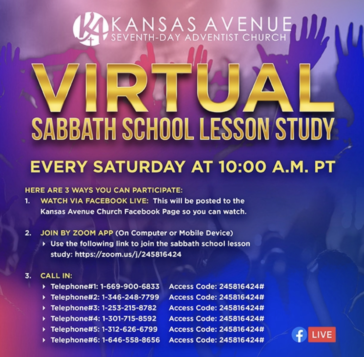 Virtual Sabbath School Lesson Study Kansas Avenue Church